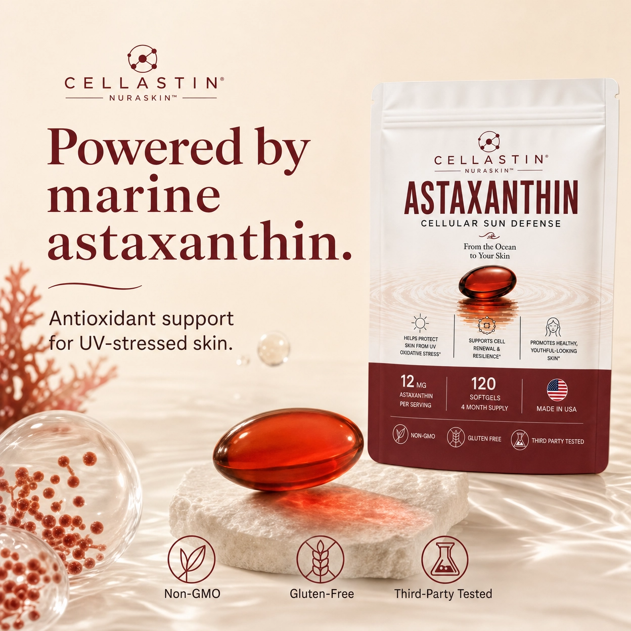 Astaxanthin Skin Defense Softgels | Cellastin®