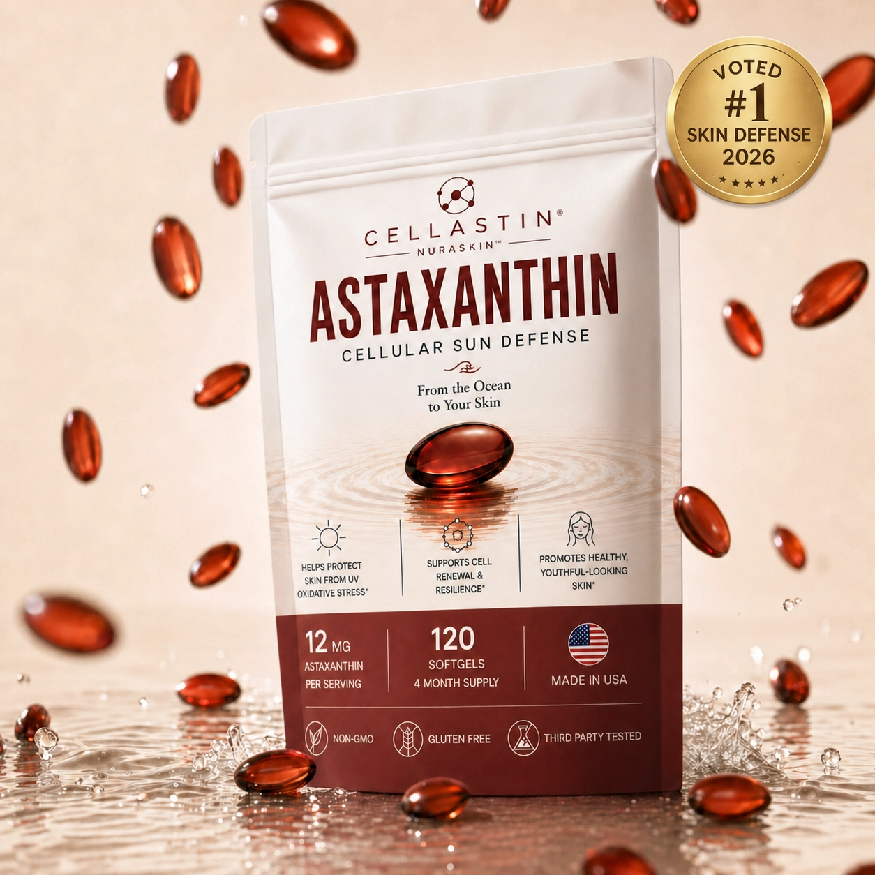 Astaxanthin Skin Defense Softgels | Cellastin®